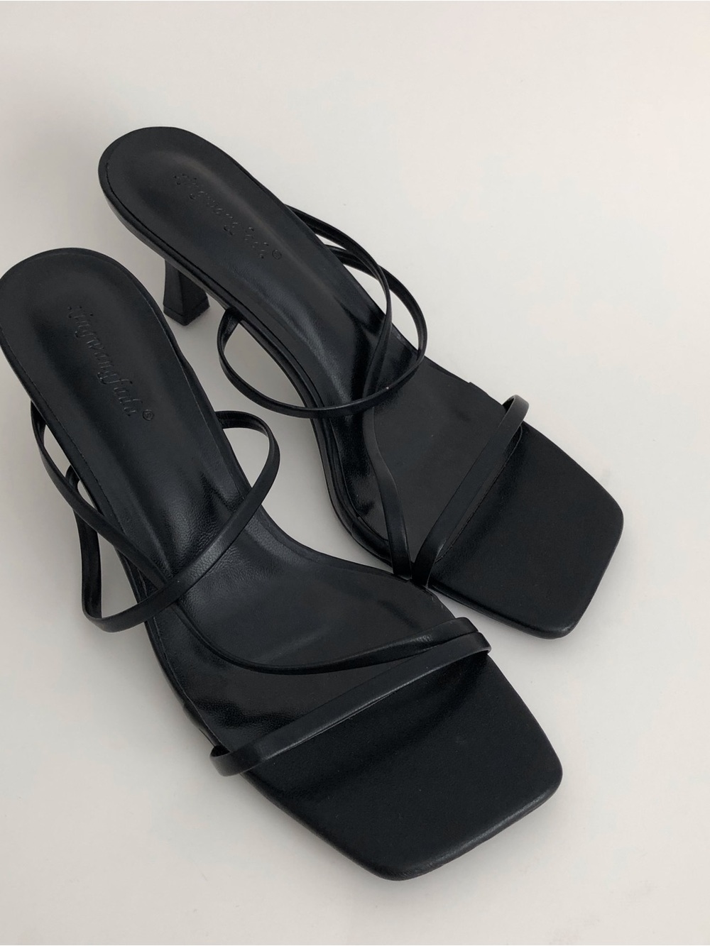 Elegant Black Strappy Kitten Heel Sandals